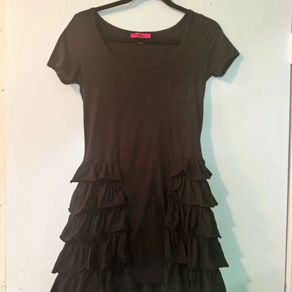 betsey johnson black ruffle dress Betsey Johnson Vtg Black Ruffled Dress